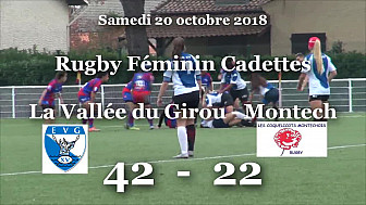 Rugby Féminin Cadettes:  rencontre à Toulouse La Vallée du Girou Stade Toulousain - Montech  42 - 22