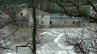 Décrue de l'Aveyron ce lundi 22 janvier 2018. 